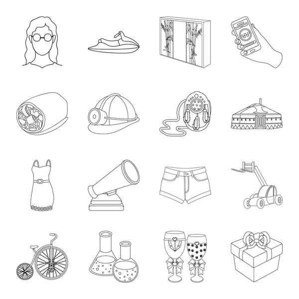 Deporte, ciencia, transporte y otros icono web de contorno style.art, servicio, iconos de medicina en colección set. — Vector de stock