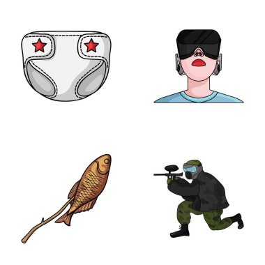 Spor, teknoloji ve diğer web simge simgeler kümesi koleksiyonundaki Balık tutma çizgi film style.medicine içinde.