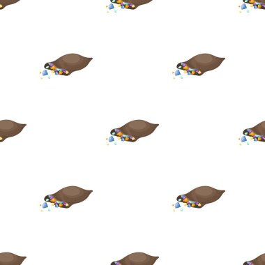 Elmas ve değerli taşlar ile bir deri çanta. Afrika safari tek kutsal kişilerin resmi içinde karikatür tarzı vektör simge stok çizim web.