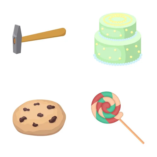 Cuisine, bâtiment, entreprise et autres icônes web en style dessin animé baguette, dessert, goodies, icônes dans la collection set . — Image vectorielle