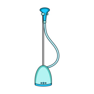 Elektrik süpürgesi temizlik için. Kuru Temizleme tek kutsal kişilerin resmi içinde karikatür tarzı vektör simge stok çizim web.
