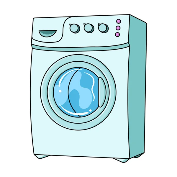 Gospodarstwa domowego pralki. Pralnia chemiczna pojedynczej ikony w www czas ilustracja kreskówka styl wektor symbol. — Wektor stockowy