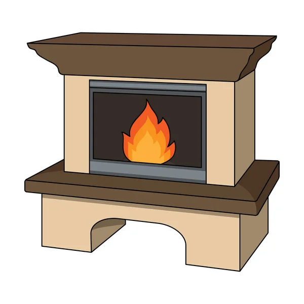 Fuego, calidez y comodidad. Chimenea icono único en el estilo de dibujos animados vector símbolo stock ilustración web . — Archivo Imágenes Vectoriales