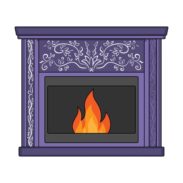 Fire, warmth and comfort. Fireplace single icon in cartoon style vector symbol stock illustration web. — Stock Vector