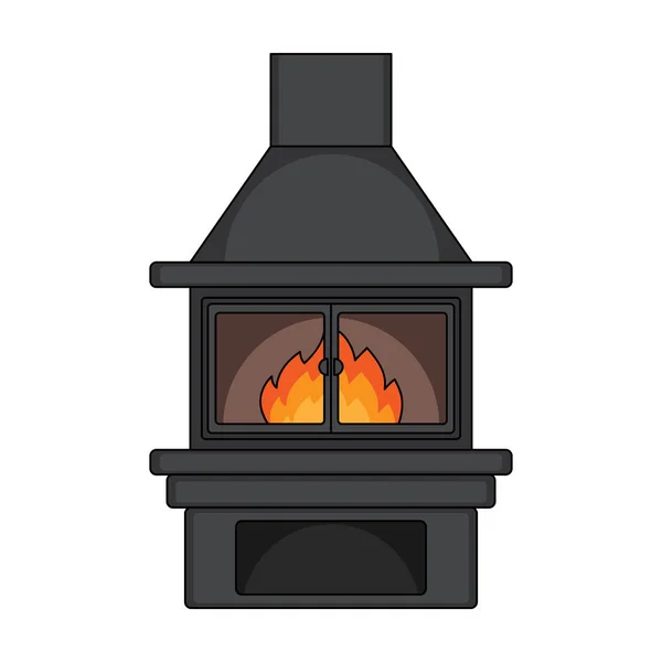 火、 温暖和舒适。壁炉的卡通风格矢量符号股票图 web 的单个图标. — 图库矢量图片