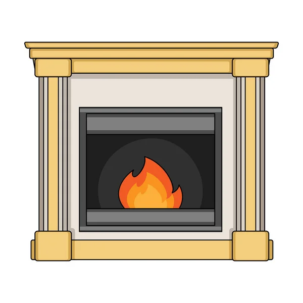 Fuego, calidez y comodidad. Chimenea icono único en el estilo de dibujos animados vector símbolo stock ilustración web . — Vector de stock