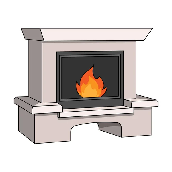 Fuego, calidez y comodidad. Chimenea icono único en el estilo de dibujos animados vector símbolo stock ilustración web . — Vector de stock