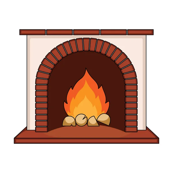 Brand, värme och komfort. Öppen spis enda ikon i tecknad stil vektor symbol stock illustration web. — Stock vektor