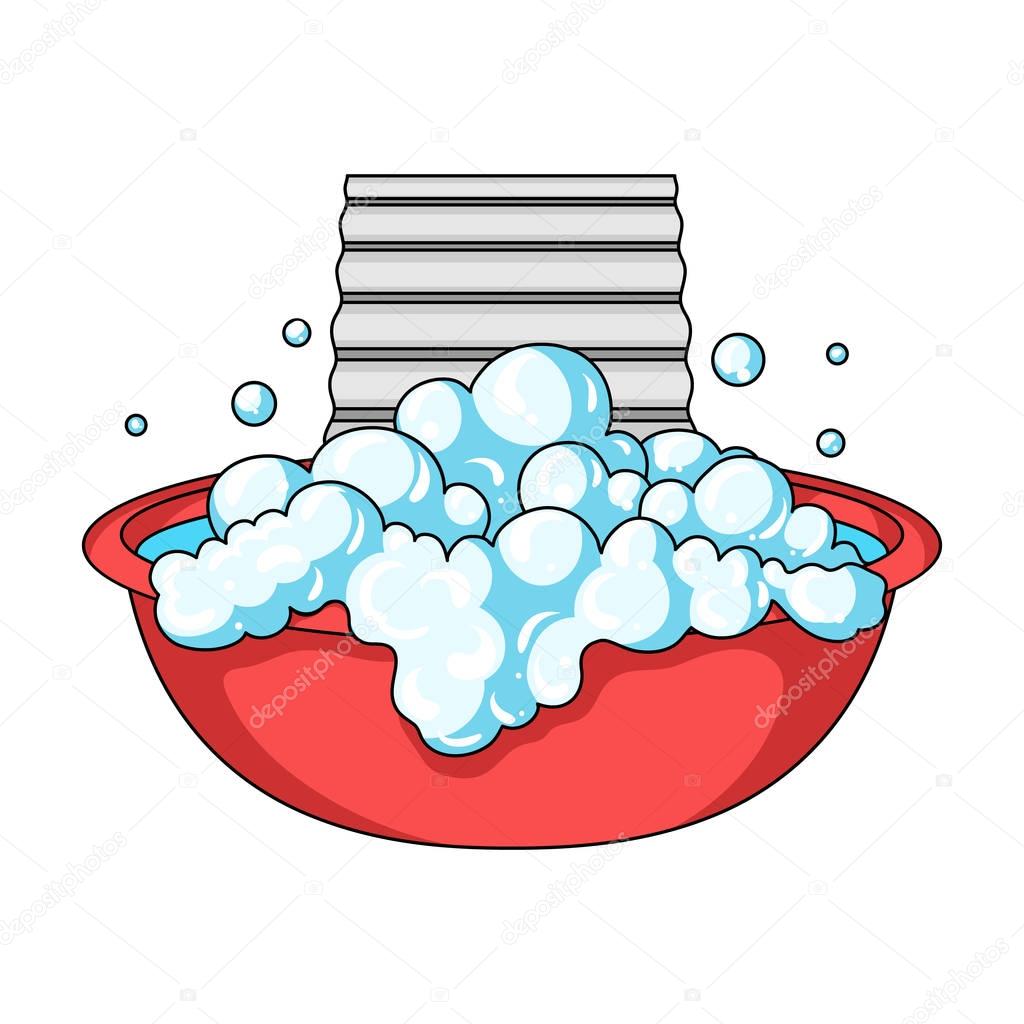 Bowl for washing. Dry cleaning single icon in cartoon style vector symbol stock illustration web.