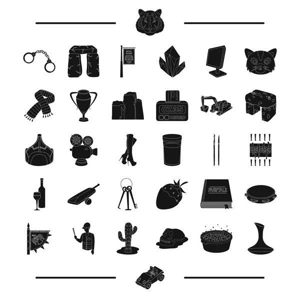 Тварина, пустеля, служба та інші значки в чорному стилі. алкоголь, іконки паркування в наборі колекції . — стоковий вектор