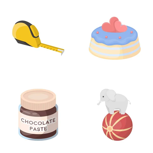 Bâtiment, nourriture et autres icônes web dans la cuisine de style dessin animé, icônes de cirque dans la collection set . — Image vectorielle