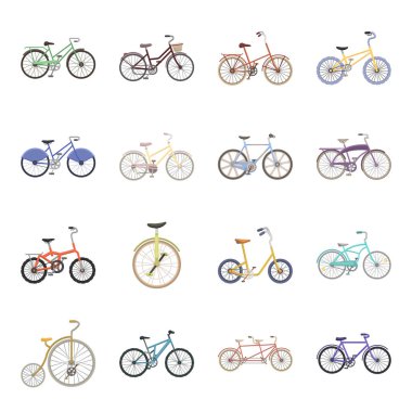 Bisiklet farklı modeller. Farklı Bisiklet toplama simgeler karikatür tarzı vektör simge stok çizim web içinde ayarla..