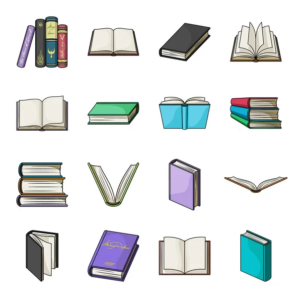 Los libros establecen iconos en estilo de dibujos animados. Gran colección de libros vector símbolo stock ilustración — Vector de stock