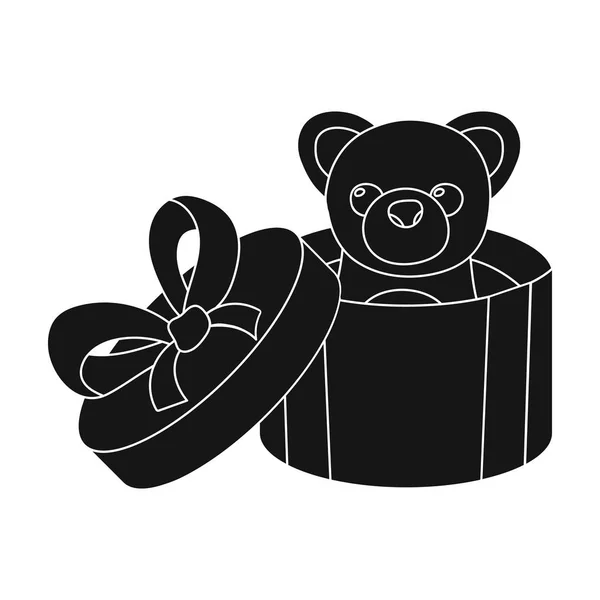 Ein Spielzeug in einer Geschenkbox. E-Commerce einzelnes Symbol im schwarzen Stil Vektor Symbol Stock Illustration Web. — Stockvektor