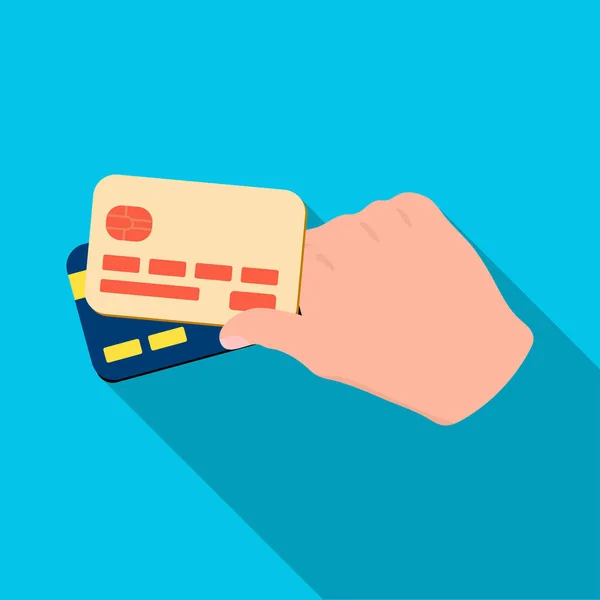 Kreditkarten in der Hand. E-Commerce einzelnes Symbol im flachen Stil Vektor Symbol Stock Illustration Web. — Stockvektor
