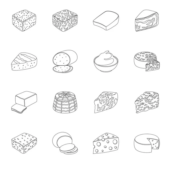 Verschiedene Käsesorten. verschiedene Arten von Käse Set Sammlung Symbole in Linie Stil Vektor Symbol Stock Illustration Web. — Stockvektor