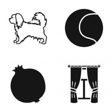 kordonlar, tekstil, doğa ve diğer web simge siyah style.curtain çubuklar, kumaş, küme koleksiyon simgeler.