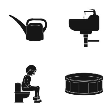 Araç, sıhhi tesisat, ekipman ve diğer web simge siyah stil içinde. Dekorasyon, simgeler kümesi koleksiyonunda yuvarlak kutusu.