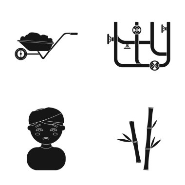 aracı, tıp, eczacılık ve diğer web simge siyah style.stick, bitkiler, tropikal, küme koleksiyon simgeler.