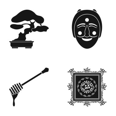 çizim, Dekorasyon, doğa ve diğer web simge siyah stil haddeleme., halı, küme koleksiyon simgeler resim.