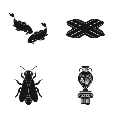 Yunanca, Tarih, müze ve diğer web simge siyah style.vase, süs eşyaları, antika, küme koleksiyon simgeler.