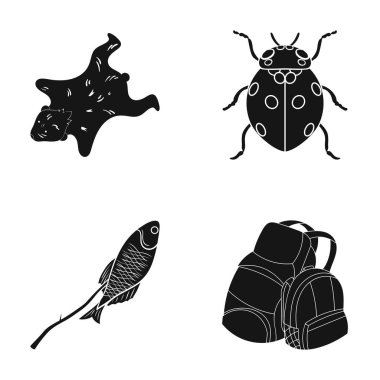 Turizm, orman, doğa ve diğer web simge siyah stil içinde. seyahat, şeyler, rekreasyon, küme koleksiyon simgeler.