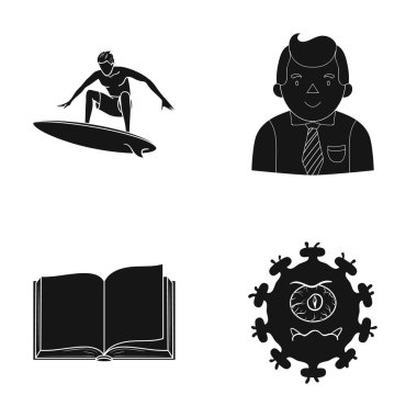 Hijyen, spor, eğitim ve diğer web simge siyah style.dirt, enfeksiyon, set koleksiyonundaki hastalıkları simgeler.