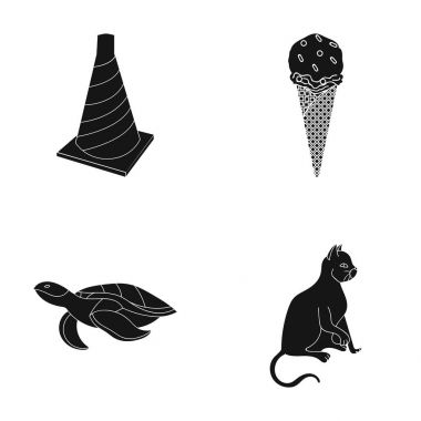 bakım, dinlenme, kafe ve diğer web simge siyah stil içinde. kedi, hayvan, ev simgeler koleksiyon küme..