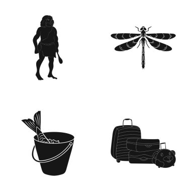 Balık, Balık tutma, delicacyand diğer simge siyah style.wings, doğa, kova, küme koleksiyon simgeler web.
