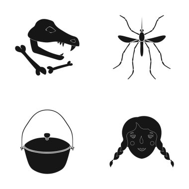 Tarih, müze, doğa ve diğer web simge siyah style.hair, örgüler, turizm, küme koleksiyon simgeler.