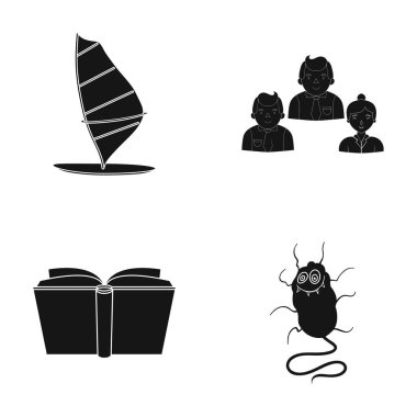 Enfeksiyon, önleme, hijyen ve diğer web simge siyah stil içinde. Üniversitesi, mikroplar, çamur, küme koleksiyon simgeler.