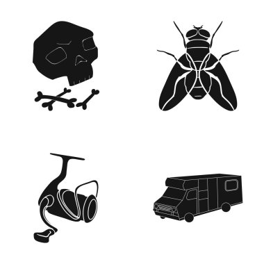 seyahat, Tarih, turizm ve diğer web simge siyah style.car, römork gezi, küme koleksiyon simgeler.