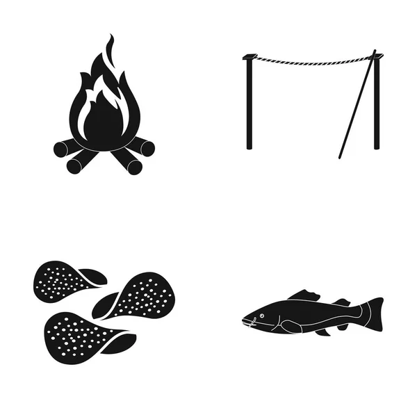 Gewinnspiele, Reisen, Gewinnen und andere Web-Ikonen in schwarz style.sea, Fleisch, Angeln, Symbole in Set-Kollektion. — Stockvektor