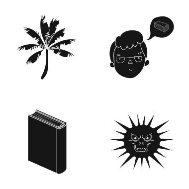 Hastane, önleme, doğa ve diğer web simge siyah stil., korku hikayesi, hastalık, küme koleksiyon simgeler.