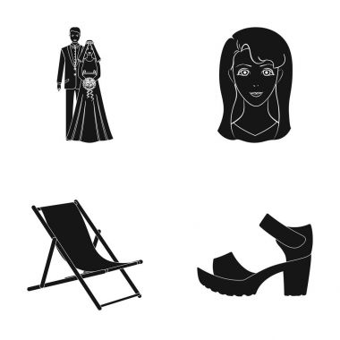 boş zaman, Kuaför, Tekstil ve diğer web simge siyah stil içinde. deri, süet, Ayakkabı, küme koleksiyon simgeler.
