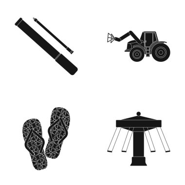 Carousel, eğlence, eğlence ve diğer web simge siyah style.drawing, kauçuk, cazibe, küme koleksiyon simgeler.