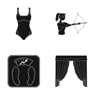 kumaş, Tekstil ve diğer web simge siyah style.curtains, perdeler, taşlar, simgeler kümesi koleksiyonunda spor.