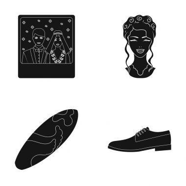 kutlama, Kuaför, kozmetik ve diğer web simge siyah stil içinde. dantel, Cilt, düğün, küme koleksiyon simgeler.