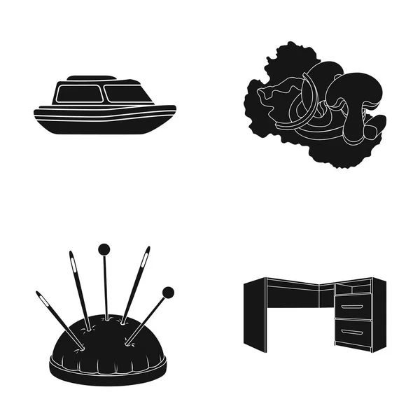 Tree, furniture, cafe and other web icon in black style. atelier, table, tuba icons in set collection. — Stock Vector