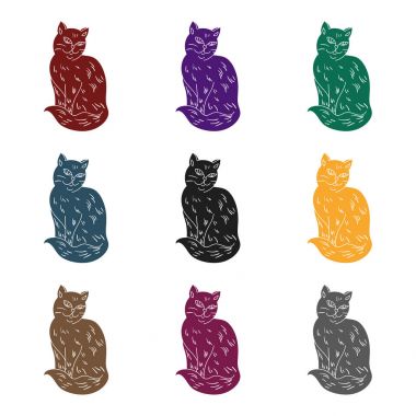 Nebelung simge siyah stil beyaz arka plan üzerinde izole içinde. Kedi doğurmak stok vektör çizim sembolü.