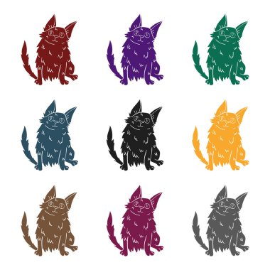 Türk Angora simge siyah stil beyaz arka plan üzerinde izole içinde. Kedi doğurmak stok vektör çizim sembolü.