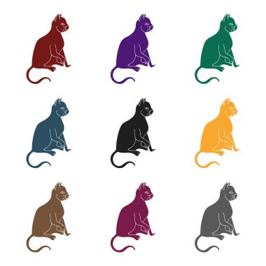 Amerikalı stenografi simge siyah stil beyaz arka plan üzerinde izole içinde. Kedi doğurmak stok vektör çizim sembolü.