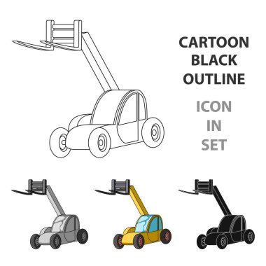 Kargo nakliye için kamyona yüklenmesi için araba Asansör. Resimde çizgi film tarzı vektör simge stok Tarım makineleri tek simge.