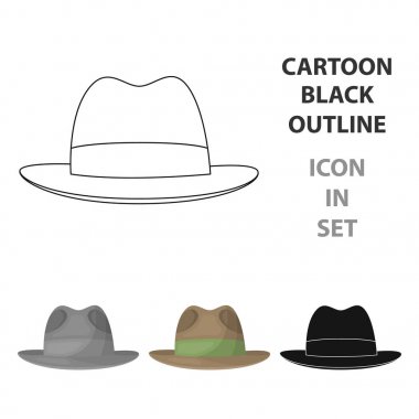Kahverengi şapka ile bir ağzına kadar. Headdress araştırmacı kapak için. Resimde çizgi film tarzı vektör simge stok Dedektif tek simge.
