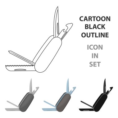 Bıçak ve tuşları ile multitool. Her cep kilitlerinin açılması için Dedektif konusu. Resimde çizgi film tarzı vektör simge stok Dedektif tek simge.