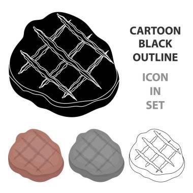 Beyaz arka plan üzerinde izole karikatür tarzı simgesinde ızgara biftek. Etler sembol stok vektör çizim