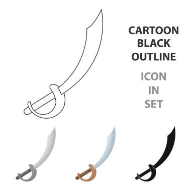 Korsan sabre simgesi beyaz arka plan üzerinde izole karikatür tarzı. Korsanlar sembol stok vektör çizim.