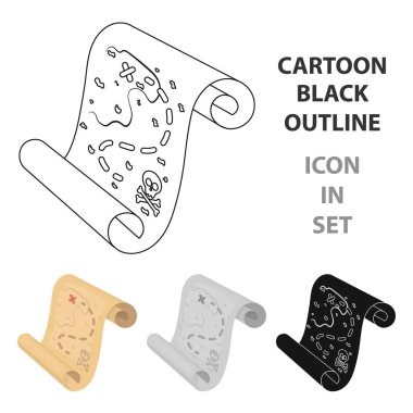 Korsan hazine harita simgesi beyaz arka plan üzerinde izole karikatür tarzı. Korsanlar sembol stok vektör çizim.