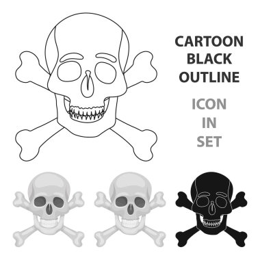 Korsan kafatası ve kemiklerin simgesi beyaz arka plan üzerinde izole karikatür tarzı. Korsanlar sembol stok vektör çizim.