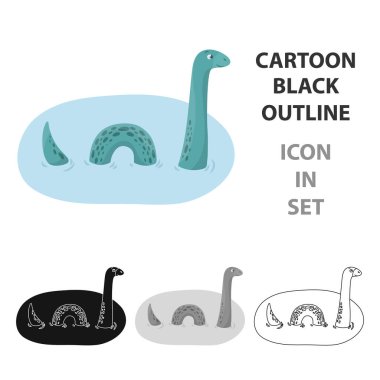 Loch Ness canavarı simgesi beyaz arka plan üzerinde izole karikatür tarzı. İskoçya ülke sembol stok vektör çizim.